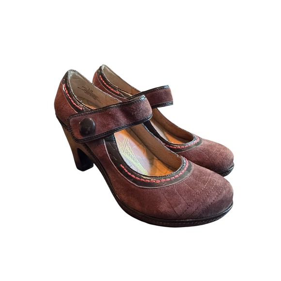 J 41 by KANEKA Brown Suede Mary Jane Heels Womens 8.5M Comfortable Design - Picture 2 of 12